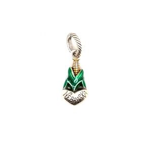 Brighton Nebraska Corn Husk Charm Enameled Silver Gold Tone Heart Pendant